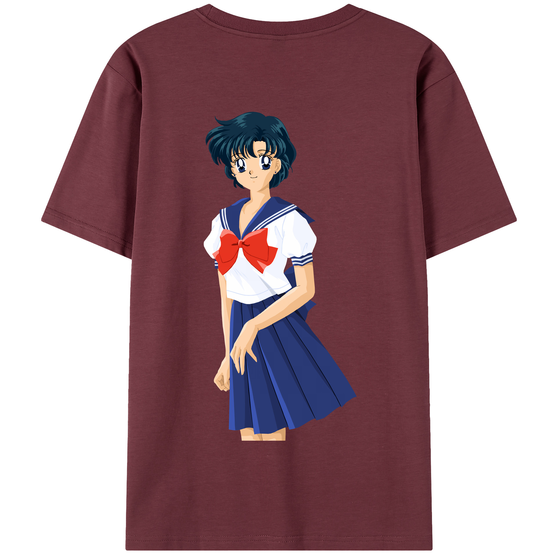 （画像用） 美少女戦士セーラームーン 水野 亜美 みずの あみ Sailor Moon Mizuno Ami 綿100％半袖Tシャツ（背面プリント）